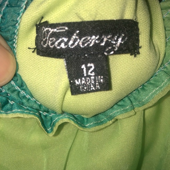 Green Umbria Teaberry A-Line Resort Skirt, sheer fairylike fabric, preloved - Picture 4 of 8